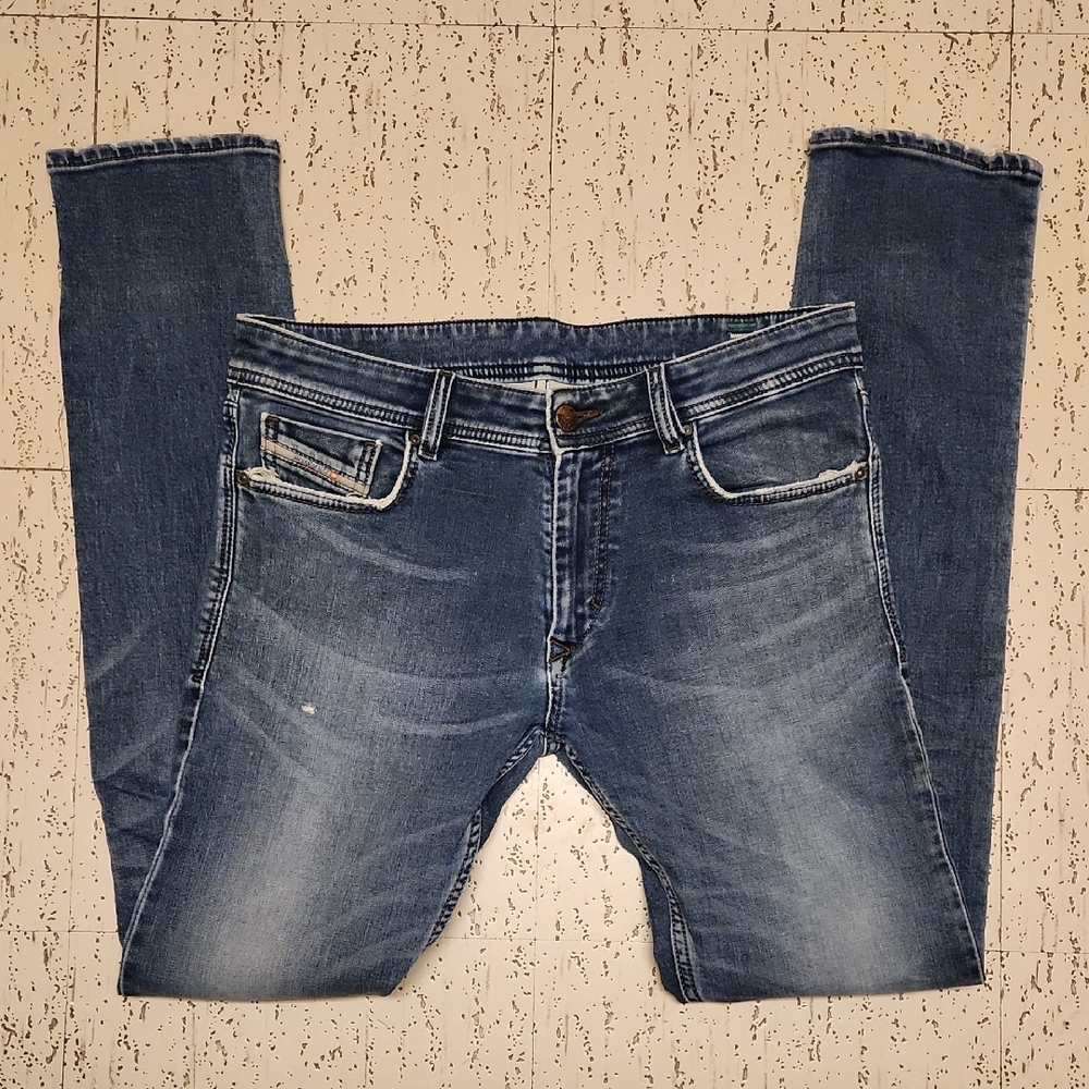 Diesel Lightly Distressed Blue Washed Slim Skinny Fit Denim Jeans